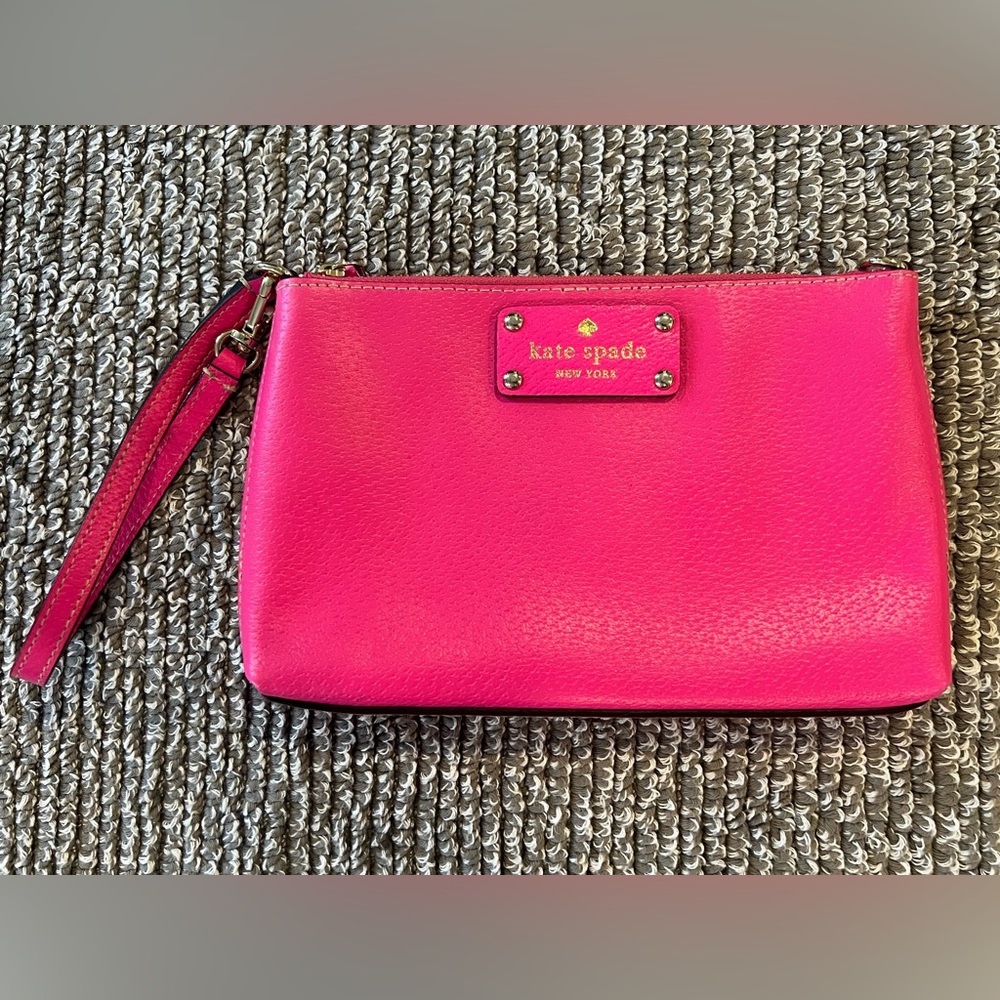 Kate Spade Bright Pink Leather Convertible Wristlet
